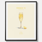 Tavla med French 75 drinkposter, cocktail canvas