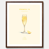 Tavla med French 75 drinkposter, cocktail poster