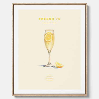 Tavla med French 75 drinkposter, cocktail canvas