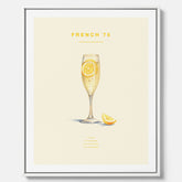 Tavla med French 75 drinkposter, cocktail canvas