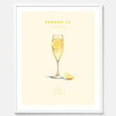 Tavla med French 75 drinkposter, cocktail poster