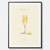 Tavla med French 75 drinkposter, cocktail canvas