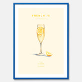 Tavla med French 75 drinkposter, cocktail poster