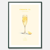 Tavla med French 75 drinkposter, cocktail poster