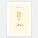 Tavla med French 75 drinkposter, cocktail poster