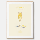 Tavla med French 75 drinkposter, cocktail canvas