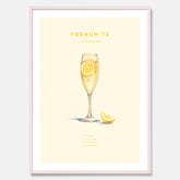 Tavla med French 75 drinkposter, cocktail poster