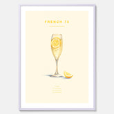 Tavla med French 75 drinkposter, cocktail poster