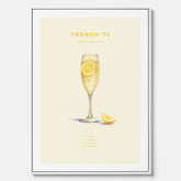 Tavla med French 75 drinkposter, cocktail canvas