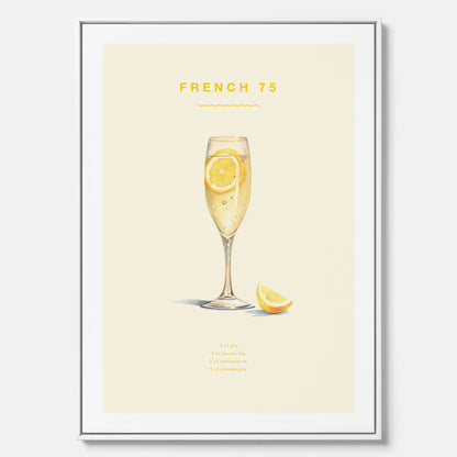 Tavla med French 75 drinkposter, cocktail canvas