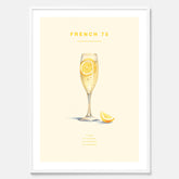 Tavla med French 75 drinkposter, cocktail poster