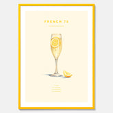 Tavla med French 75 drinkposter, cocktail poster