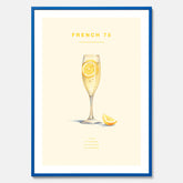 Tavla med French 75 drinkposter, cocktail poster