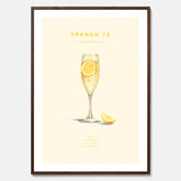 Tavla med French 75 drinkposter, cocktail poster