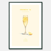Tavla med French 75 drinkposter, cocktail poster