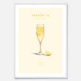 Tavla med French 75 drinkposter, cocktail poster