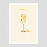 French 75 drinkposter, cocktail poster