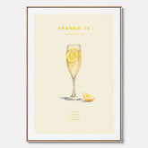 Tavla med French 75 drinkposter, cocktail canvas