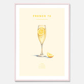 Tavla med French 75 drinkposter, cocktail poster