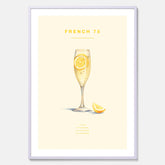 Tavla med French 75 drinkposter, cocktail poster