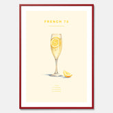 Tavla med French 75 drinkposter, cocktail poster