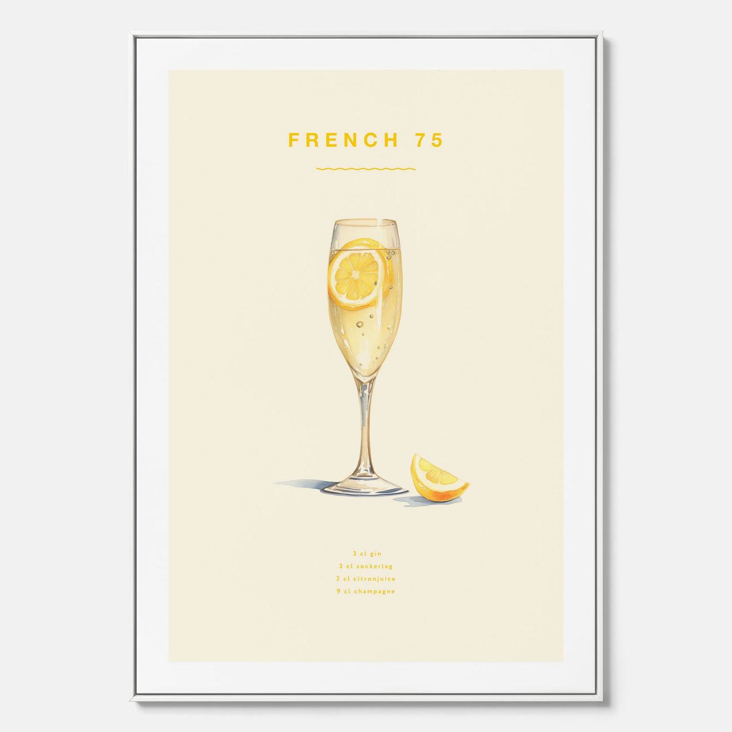 Tavla med French 75 drinkposter, cocktail canvas