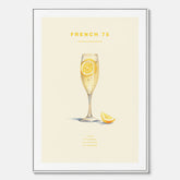 Tavla med French 75 drinkposter, cocktail canvas