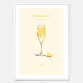 Tavla med French 75 drinkposter, cocktail poster
