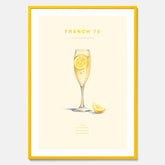 Tavla med French 75 drinkposter, cocktail poster