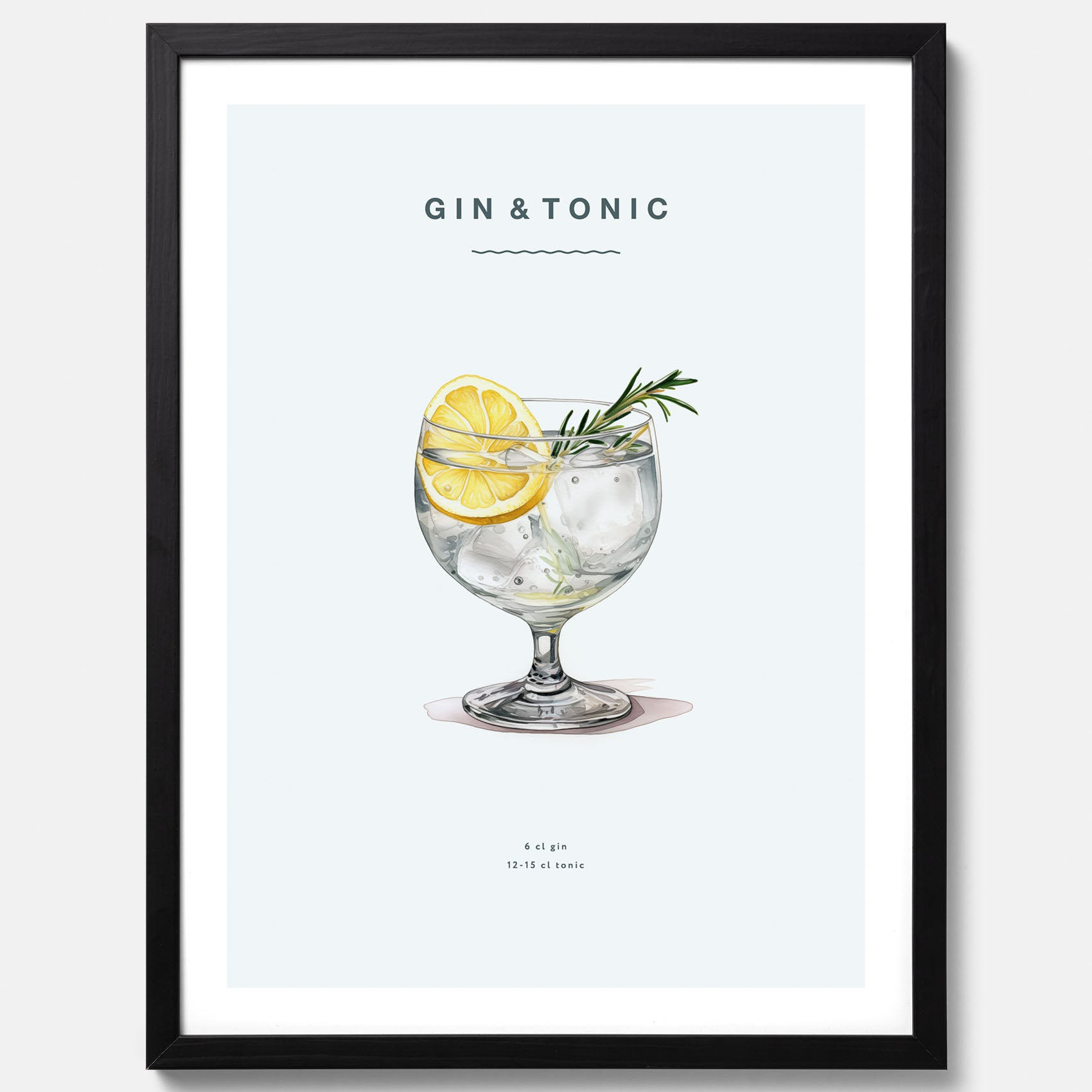 Tavla med en Gin och Tonic drink poster.