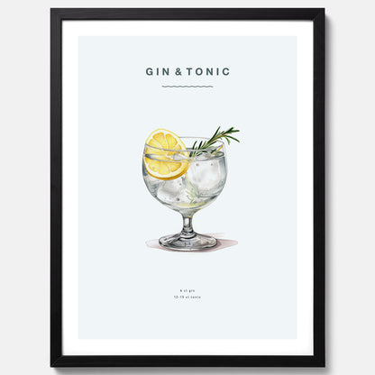Tavla med en Gin och Tonic drink poster.