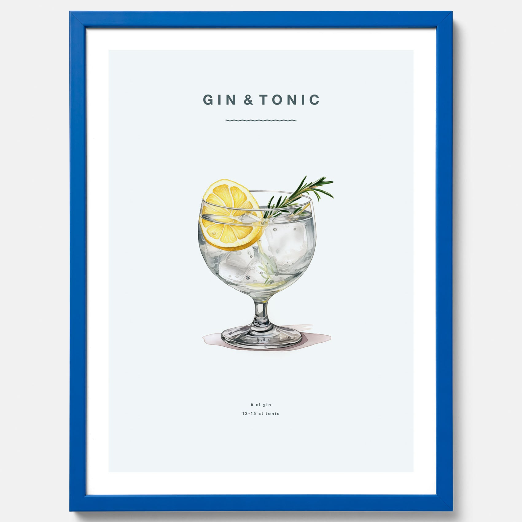 Tavla med en Gin och Tonic drink poster.
