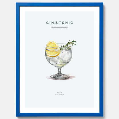 Tavla med en Gin och Tonic drink poster.