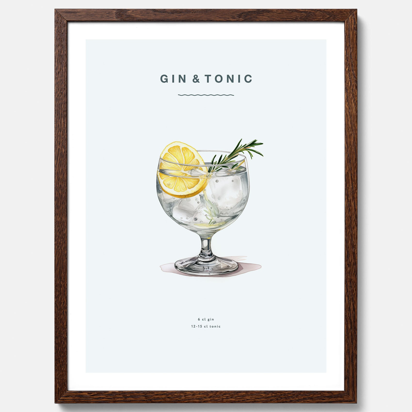 Tavla med en Gin och Tonic drink poster.