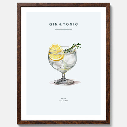 Tavla med en Gin och Tonic drink poster.