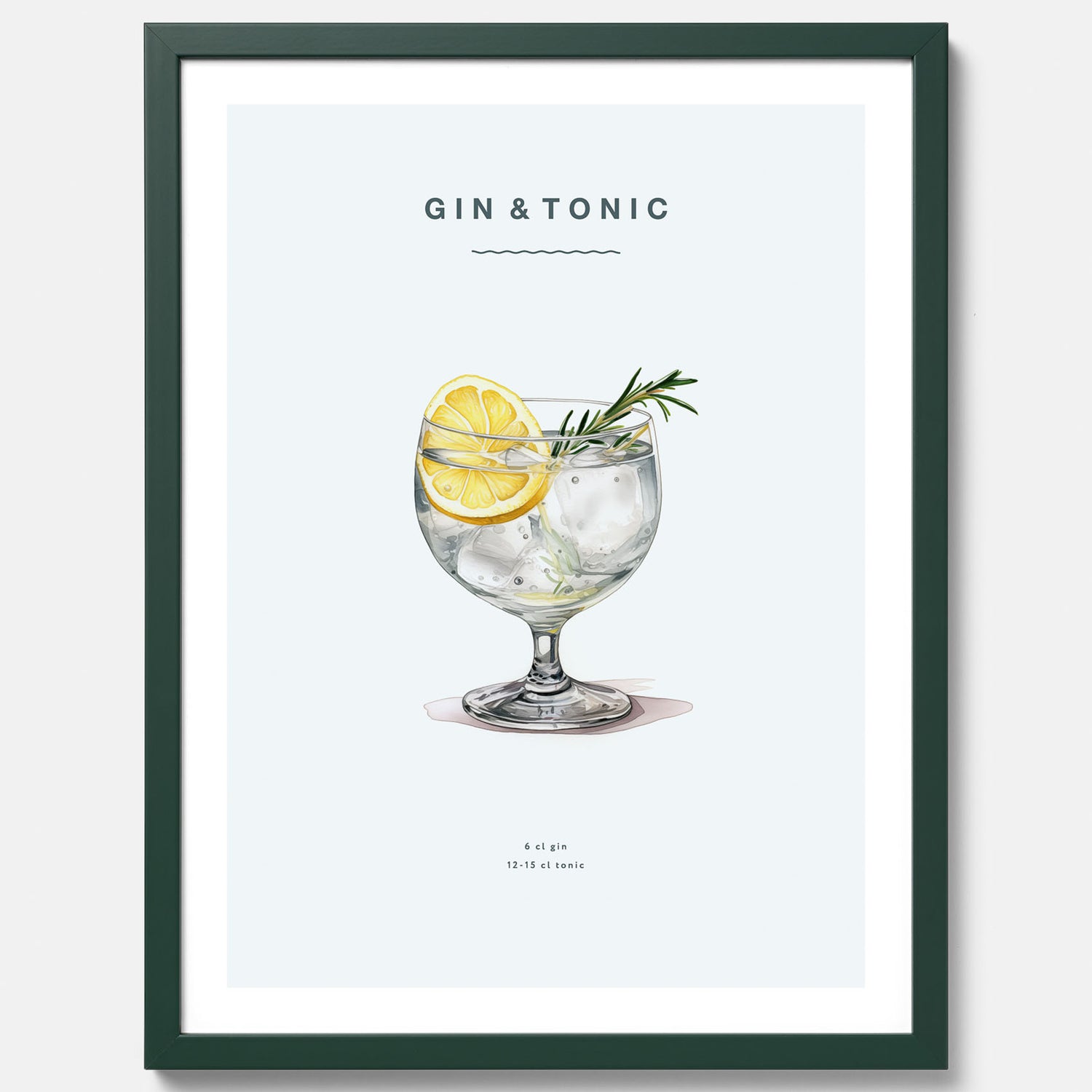 Tavla med en Gin och Tonic drink poster.