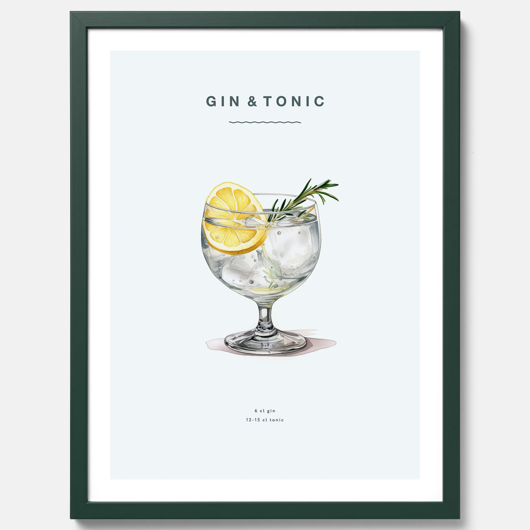 Tavla med en Gin och Tonic drink poster.