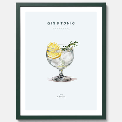 Tavla med en Gin och Tonic drink poster.