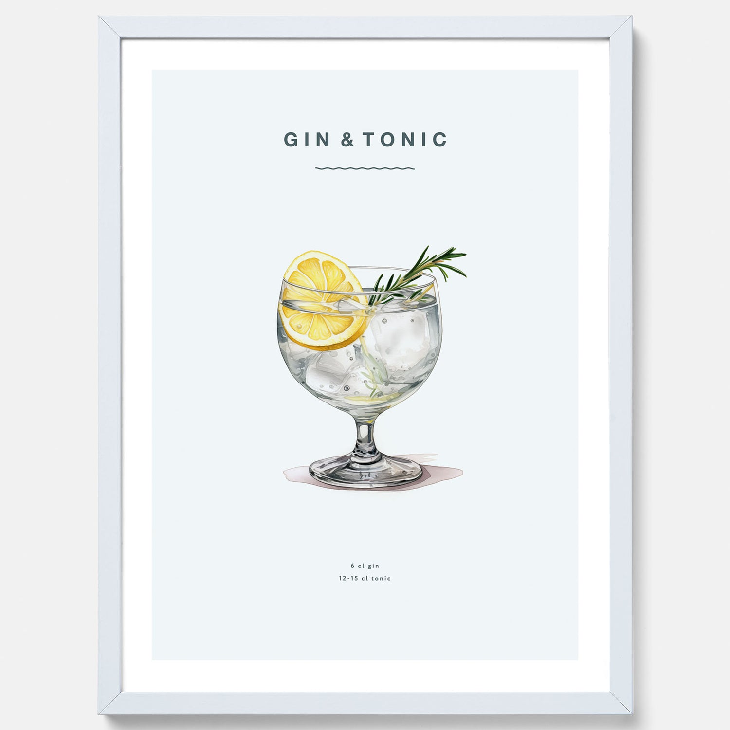 Tavla med en Gin och Tonic drink poster.