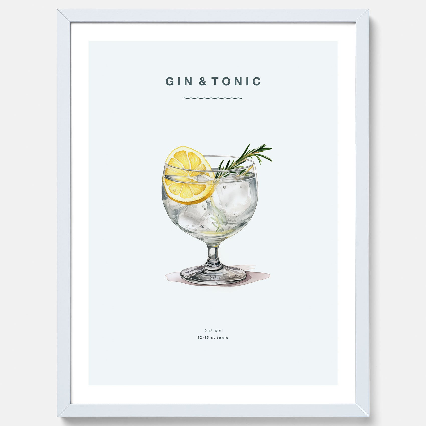 Tavla med en Gin och Tonic drink poster.