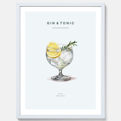Tavla med en Gin och Tonic drink poster.