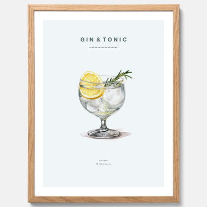 Tavla med en Gin och Tonic drink poster.