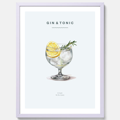 Tavla med en Gin och Tonic drink poster.