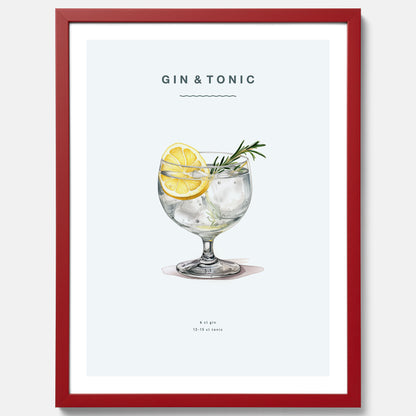 Tavla med en Gin och Tonic drink poster.