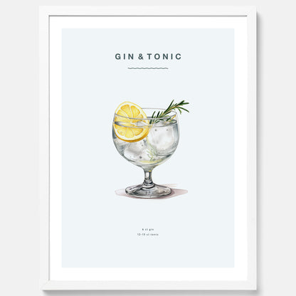Tavla med en Gin och Tonic drink poster.