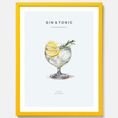 Tavla med en Gin och Tonic drink poster.