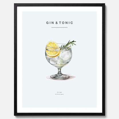 Tavla med en Gin och Tonic drink poster.