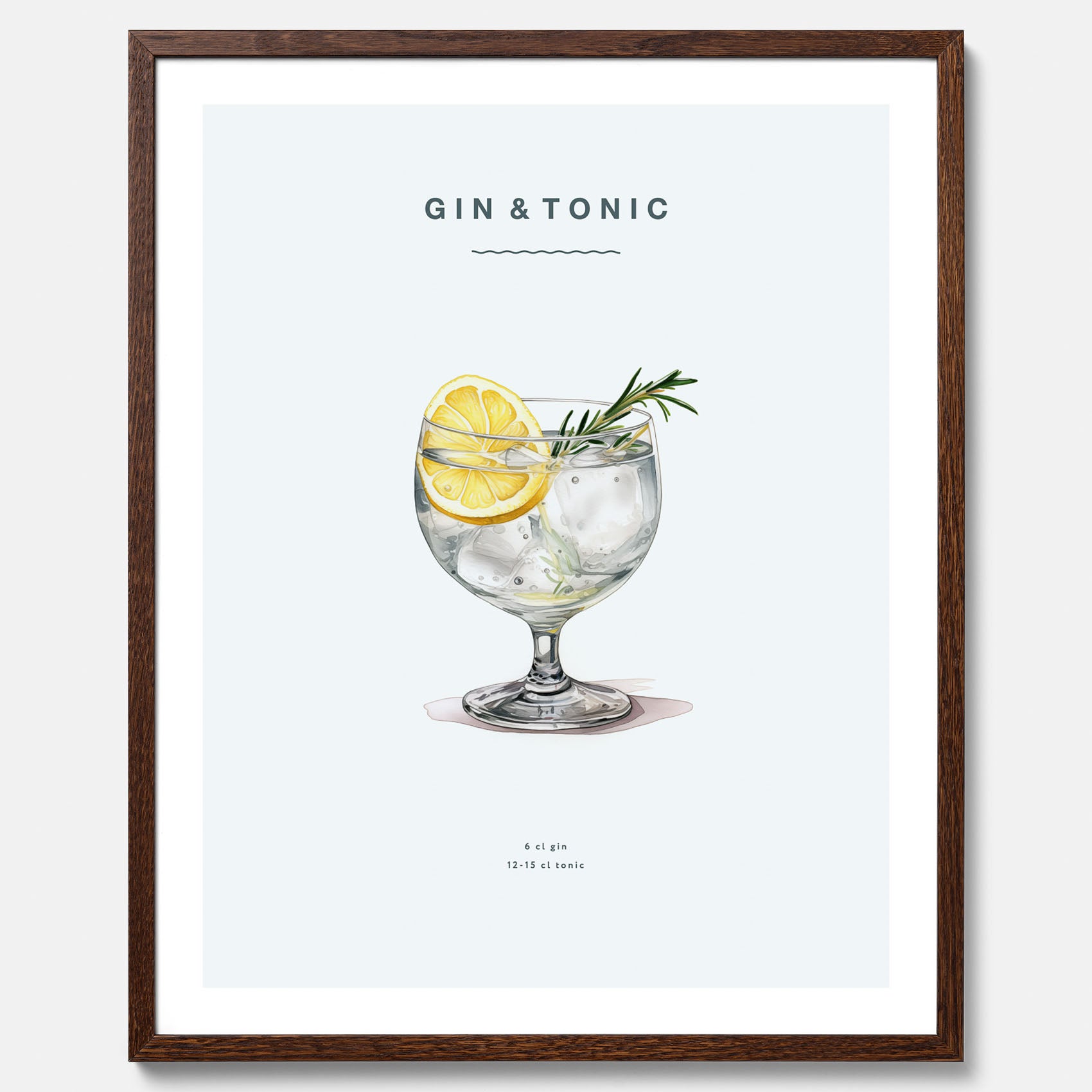 Tavla med en Gin och Tonic drink poster.