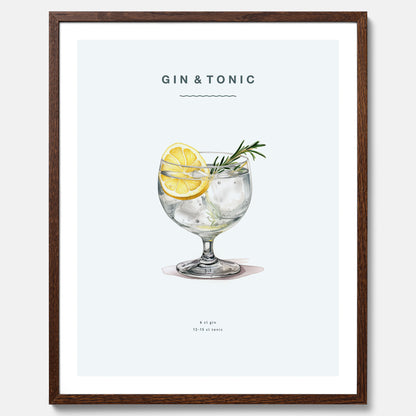 Tavla med en Gin och Tonic drink poster.