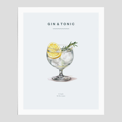 Tavla med en Gin och Tonic drink poster.